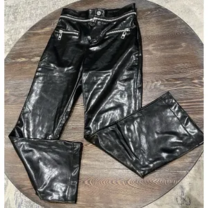 ZARA Bloggers Fave Black Faux Leather Pants Zipper Detail/Detachable Waist-Small thumbnail 5