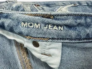 American Eagle Mom Jean Size 16 Regular High Rise Distressed Ripped Light Wash thumbnail 12