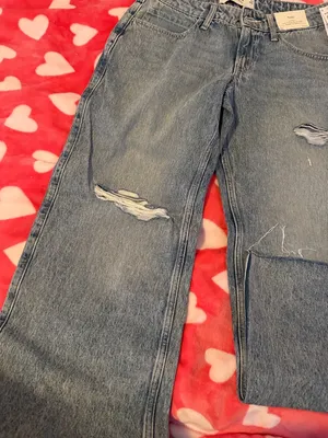 Hollister Women’s Distressed Blue Denim Baggy Jeans thumbnail 6