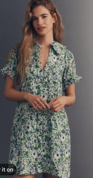 Aureum Anthropologie Cotton Daisy Eyelet Mini Dress Medium Cinched Waist Ric Rac thumbnail 1