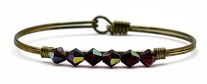 Luca +‎ Danni Bangle Bracelet Brass Green Faceted Glass Bead Stackable L+S USA thumbnail 1
