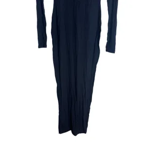 SKIMS Sleep Dress Women's Long Sleeve Henley Maxi Onyx Black XS thumbnail 5