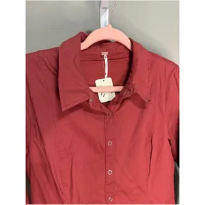 Free People Thea Mini Shirt Dress Pink Cinnamon‎ Rust Button Front NWT M thumbnail 4