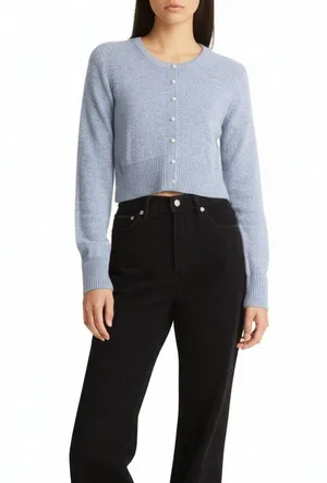 Abercrombie & Fitch Soft AF Blue Knit Crew Long Sleeve Cardigan Sweater Size XS thumbnail 1