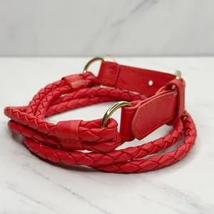 H&M Womens Red Braided Faux Leather Belt Extra Small (XS) ✨ thumbnail 8
