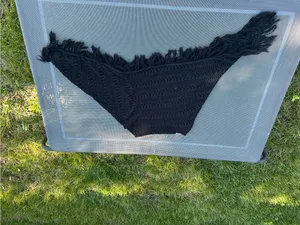 Y2k‎ black crochet poncho by sweet lily - one size cottage whimsy fairy summer thumbnail 3