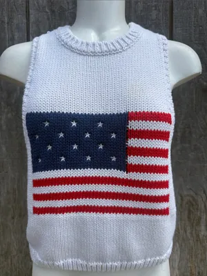 Show Me Your MuMu White Knit Tank with Red, White & Blue Flag Graphic Size Small thumbnail 3