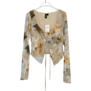Windsor Getting Attention Abstract Print Mesh Crop Top Tie Front Medium thumbnail 4