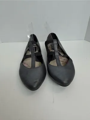 Born Ballet Flats Leather T Strap Dark Academia WhimsiGoth Metallic Grey Black thumbnail 2