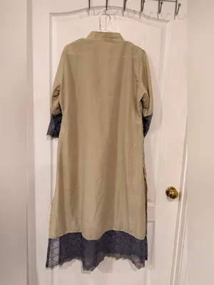 Handmade Indian Beige and Gray Embroidered Formal Women's Dress thumbnail 7