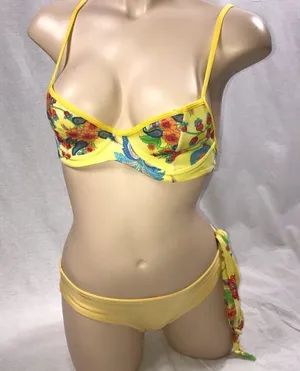 Recco brazilian bright yellow floral bikini thumbnail 1