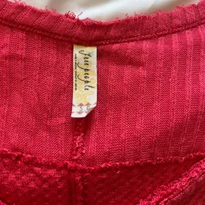 Free People Sunset Park Thermal Oversized Waffle Knit Red Coral Long Sleeve Boho thumbnail 4