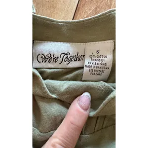 Were Together Maternity Top Sage Green‎ Cotton Long Sleeve V-Neck Small NWT thumbnail 3