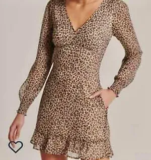 Womens ABERCROMBIE AND FITCH Leopard Cheetah Long Sleeve Mini Dress size Small thumbnail 1