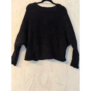 Free People Black‎ Chunky Knit V-Neck Batwing Sleeve Oversized Sweater Small thumbnail 8