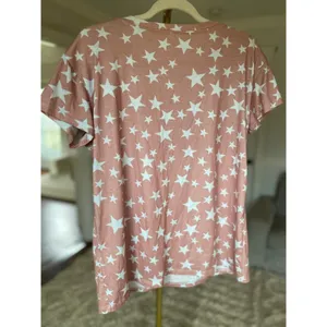 Amazon Pink Star Print Short Sleeve Tee L Comfy Casual Lounge Soft Girl Relaxed Basic L thumbnail 3