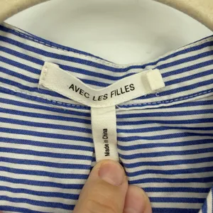 Avec‎ Les Filles Blue White Striped Cutout Back Midi Dress Size 6 Coastal thumbnail 5