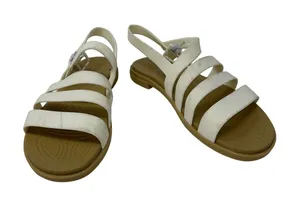 Crocs Size 5‎ Sandals White Strappy Comfort Vacation Summer Beach Pool Everyday thumbnail 1