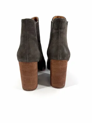 Jeffrey Campbell Knockout Suede Leather Stacked Wood Chunky Heel Ankle Booties thumbnail 4