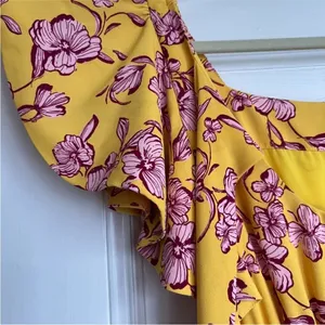 Anthropologie Sachin & Babi Yellow Flutter Sleeve Floral Print Maxi Dress Size 8 thumbnail 8