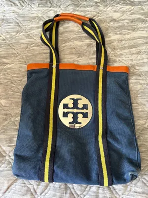 Tory Burch Canvas Tote with Leather Handles thumbnail 1