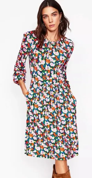 Boden Alexandra Blouson Jersey Dress 8 thumbnail 1