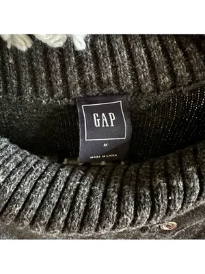 GAP turtleneck sweater gray pink snap neckline thumbnail 3