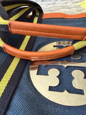 Tory Burch Canvas Tote with Leather Handles thumbnail 3