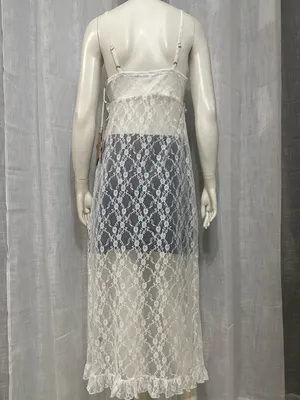 Madden Girl White Lace Ruffle Tie-Front Maxi Top Duster Small Boho Coquette thumbnail 7