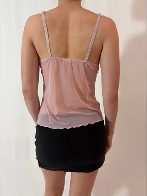 Sheer Angelic Pink Bow Embroidered Fairy Cami thumbnail 8