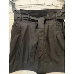 Ann Taylor Belted Pleated Skirt Women's Size 2 Black Elastic Waist Cotton thumbnail 2