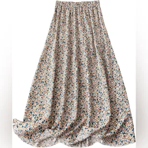 Ditsy Floral Dreams Maxi Skirt Earthy Cottagecore Boho Coastal Grandmother XL thumbnail 2