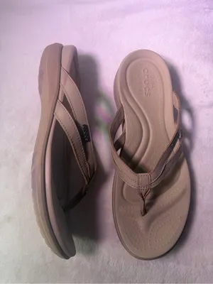 CROCS Women's Beige/Tan Strappy Flip Flop Sandals thumbnail 5