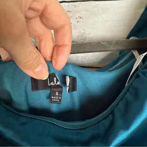 Lulus Luxurious Vision Teal Satin Off-the-Shoulder Mini Dress Size Small thumbnail 7