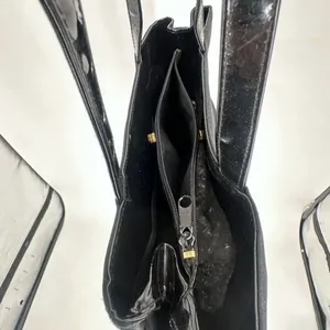 Falchi Sport‎ Black Shoulder Tote Bag Logo Smooth Canvas Patent Leather Straps thumbnail 10