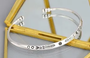 Engraved Boho Cuff Bracelet | 925 Sterling‎ Silver thumbnail 1