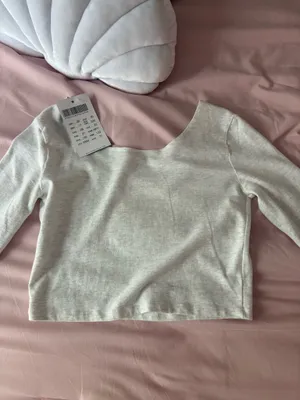 Brandy Melville Cropped Long Sleeve Grey thumbnail 5