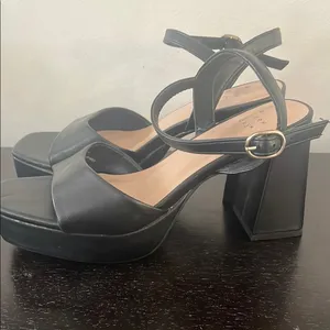 A New Day Black Platform Sandals with Ankle Strap thumbnail 3