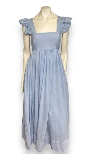 Mable Powder Blue Ruffle Flutter Sleeve Square Neck Tie Back Cut-Out Maxi Dress thumbnail 3