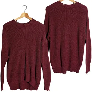 NWT Pistola Eva Distressed Crew Neck Knit Pullover Sweater Women's XS Red Black thumbnail 3