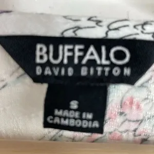 Buffalo David Bitton Top Womens White Floral Print Front Tie Blouse Small thumbnail 7