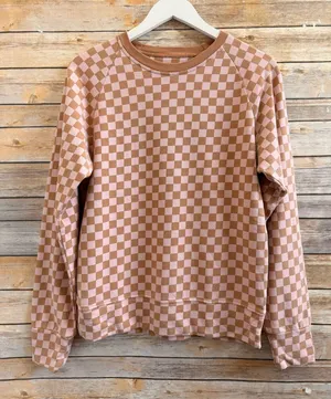 SPLITS59 Sweatshirt Women’s Size XS Tilda French Terry Checkerboard Print NWT thumbnail 1