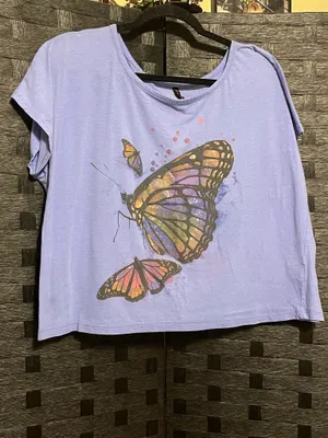 Hybrid Apparel XL PURPLE OVERSIZED BOXY CROP TOP BUTTERFLY GROW EVOLVE TRANSFORM thumbnail 2