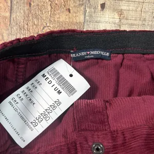 Brandy Melville Burgundy Corduroy Button Mini Skirt Medium Dark Academia NWT thumbnail 5