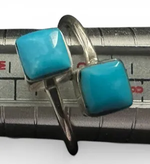 Sterling Silver Turquoise Double Stone Ring thumbnail 1