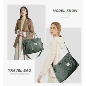 Weekender Travel Bag Duffel Carry On Luggage Trolley Sleeve Wet Dry Gray Green thumbnail 4