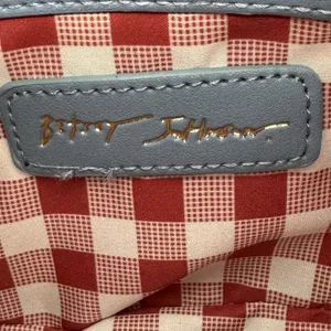 Betsey Johnson Denim Cherry Embroidered Heart Charm Gingham Shoulder Bag NWT thumbnail 8