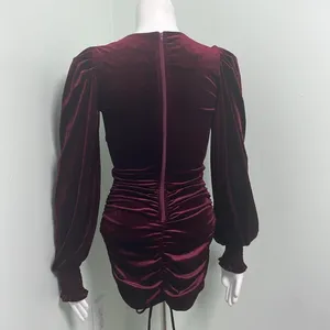 Windsor Mariah Velvet Long Sleeve Ruched Bodycon Mini Dress small NEW thumbnail 9
