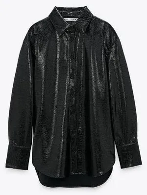 Zara Faux Black Leather Jacket thumbnail 1
