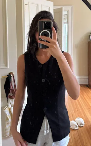 Button up Vest Black thumbnail 3